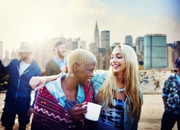 Friendship Party Rooftop Cheerful Concept — Stock Photo, Image