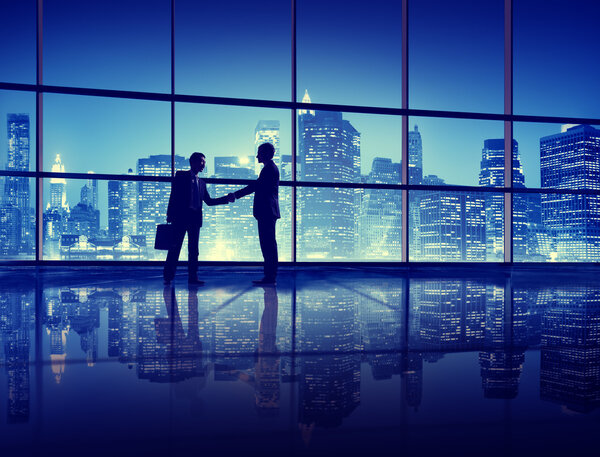 Business People Handshake Silhouette Concept