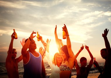İnsanlar Beach parti yaz konsepti