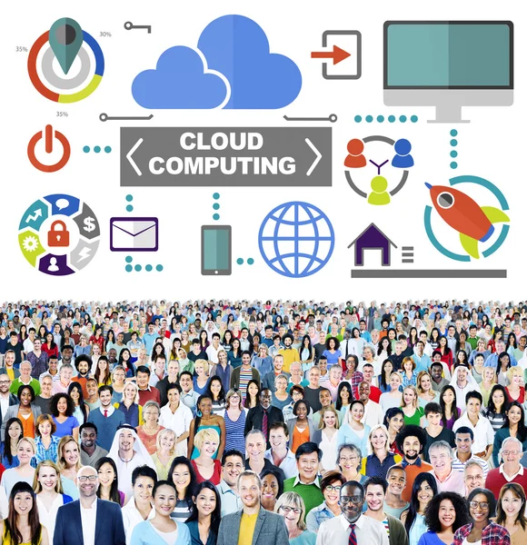 Concetto di rete di cloud computing — Foto Stock