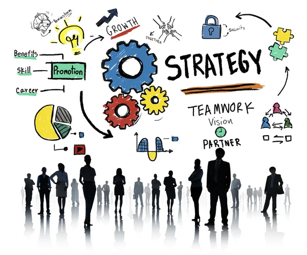 Estrategia Solución Trabajo en equipo Concepto — Foto de Stock