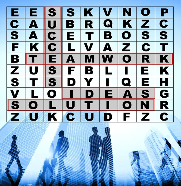 Conceito de quebra-cabeça de palavras cruzadas de sucesso — Fotografia de Stock