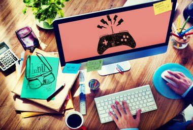 oyun kumandası joystick konsol denetim kavramı