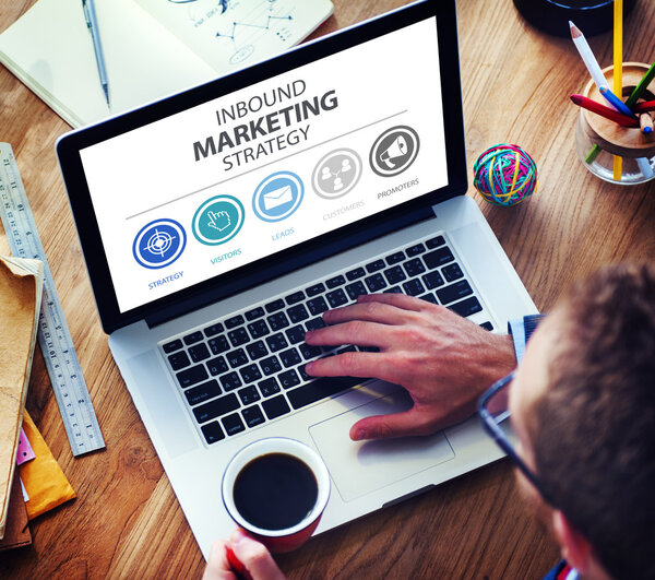 Estrategia de Inbound Marketing Publicidad Marca comercial — Foto de Stock
