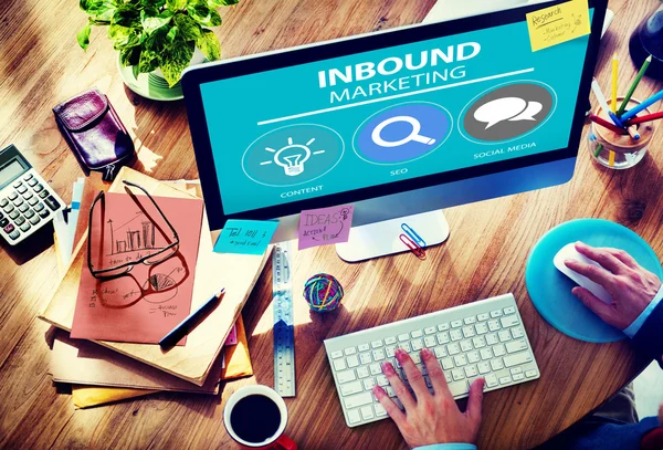 Inbound marketing strategia reklamy komercyjne marki — Zdjęcie stockowe