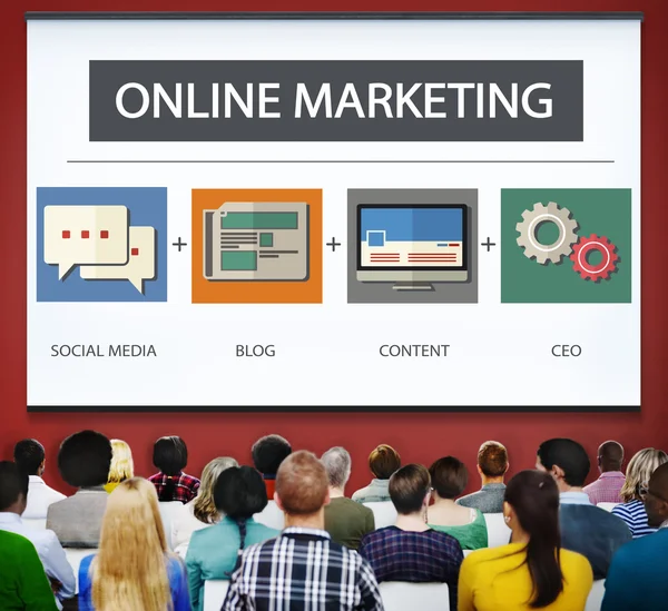 Estratégia de Marketing Online Branding Commerce Conceito de Publicidade — Fotografia de Stock