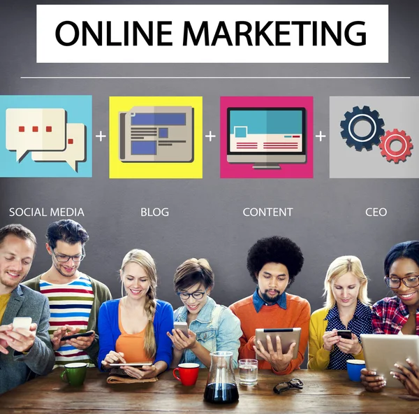 Estratégia de Marketing Online Branding Commerce Conceito de Publicidade — Fotografia de Stock