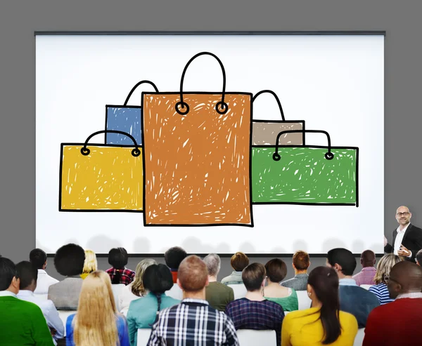 Bevásárló táska eladó kapitalizmus Shopaholic koncepció — Stock Fotó