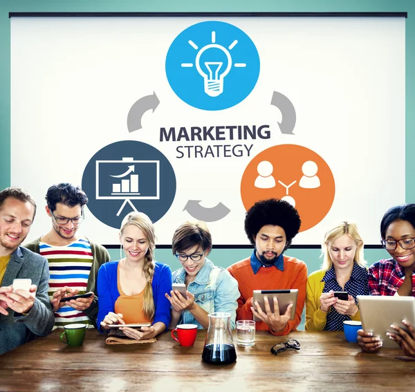 Marketing stratégia terv kereskedelmi hirdetés branding — Stock Fotó