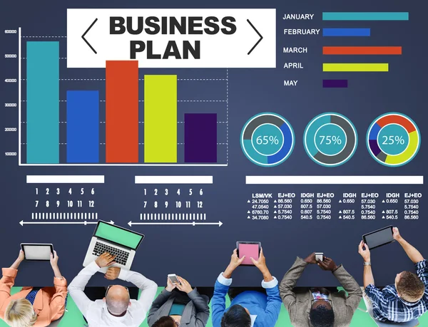 Plan de negocio Bar Graph Concepto de información para el desarrollo de datos —  Fotos de Stock