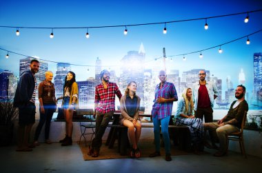 Farklı şehir çatı eğlenceli kavramı