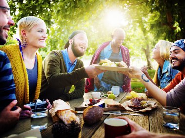 Diverse People Luncheon Outdoors clipart
