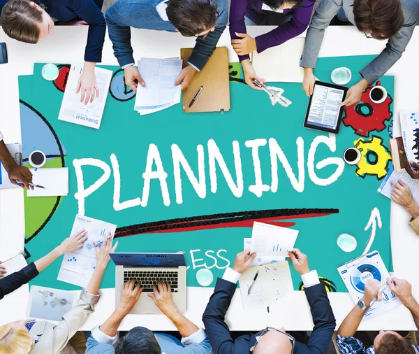 Planning strategie Zoek doelen missie verbinding proces concept — Stockfoto
