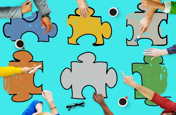 Jigsaw Puzzle Connection Concept — Stok Foto