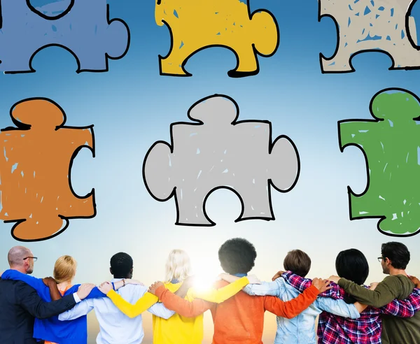 Jigsaw Puzzle Connection Concept — Stock Photo, Image