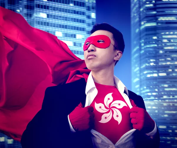 Супергерой-бизнесмен Гонконг — стоковое фото