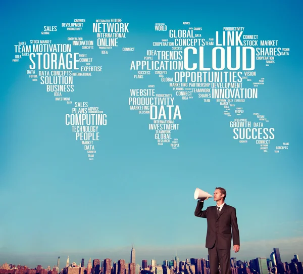 Man and Cloud Computing Concept — Stock Photo, Image