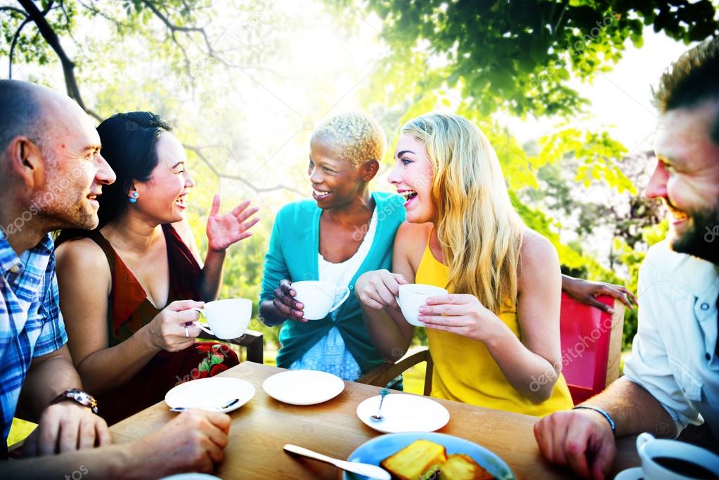 Diverse People Coffee Shop Concept