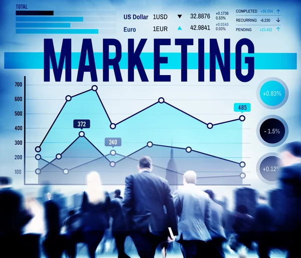 Mensen uit het bedrijfsleven lopen en Marketing Concept — Stockfoto