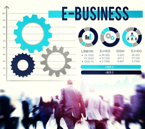 Mensen uit het bedrijfsleven lopen en E-business Concept — Stockfoto