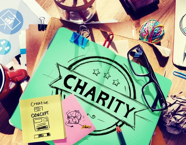 Scrivania ufficio con Charity Concept — Foto Stock