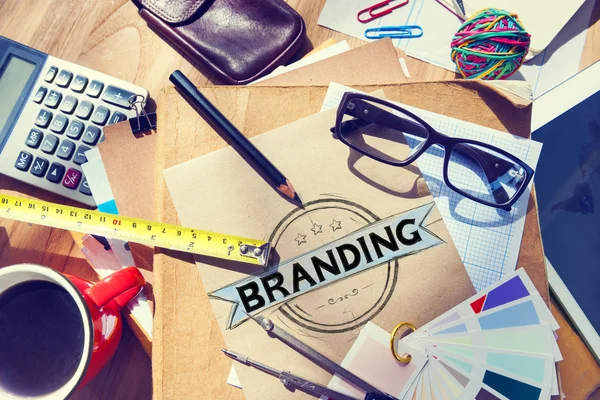 Scrivania ufficio con Branding Concept — Foto Stock