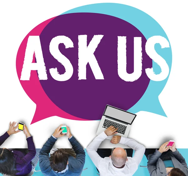 Ask Us Inquiries Questions Concept — Stock Photo, Image