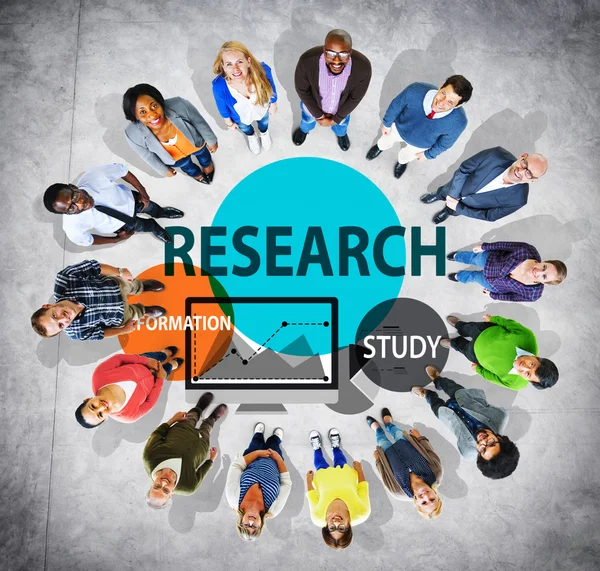 Kutatás kutatás keres információ fogalma — Stock Fotó