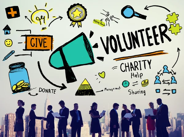 志愿者的慈善机构帮助共享概念 — 图库照片