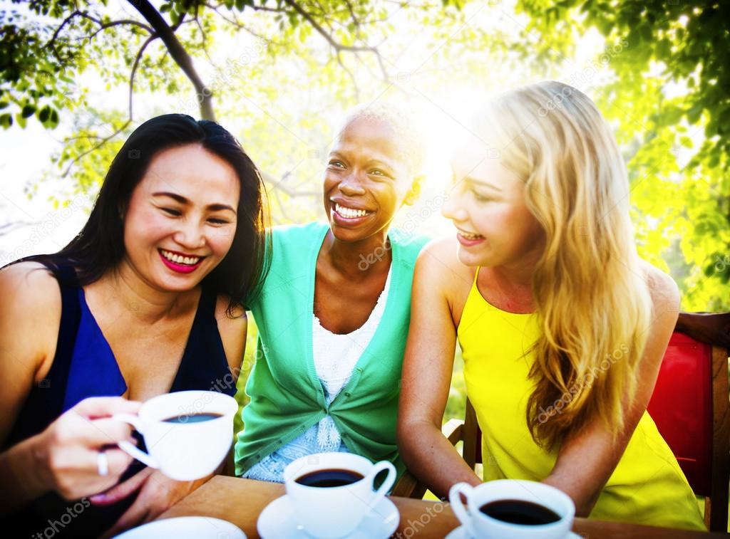 girl friends having coffee break