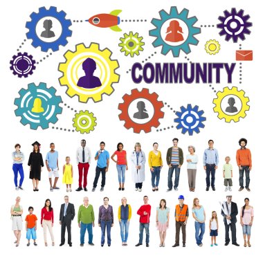 diversity people standing together clipart