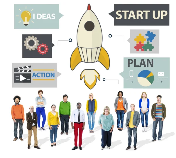 Gruppen för och start innovationsbegreppet — Stockfoto