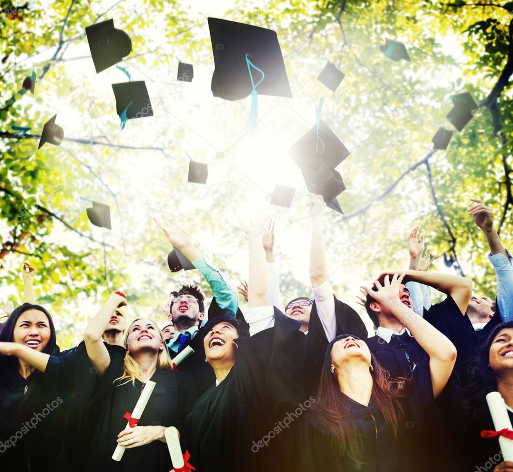 Diversity Students Celebrating Graduation Concept