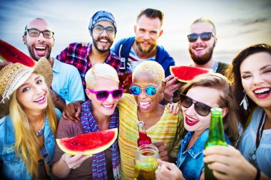 Beach Party akşam yemeği kavramı