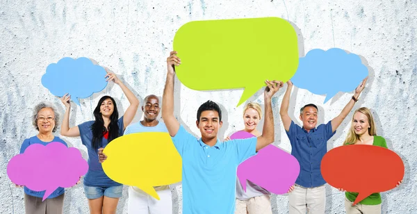 Diversity People with Speech Bubbles — Stock Photo, Image