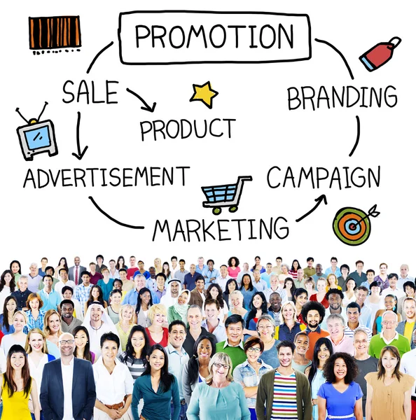 Pessoas de negócios e conceito de marketing de marca — Fotografia de Stock