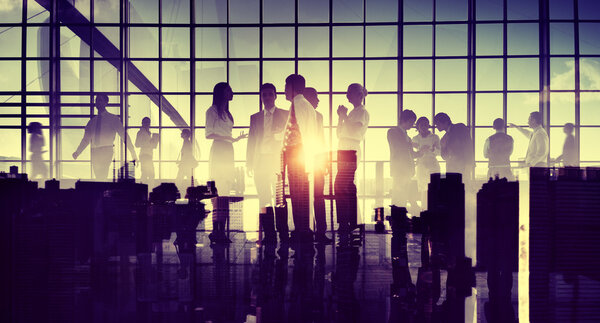 Silhouettes of Group of Business People, business meeting