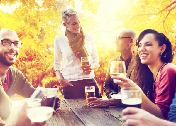 Amigos pasando el rato en la fiesta al aire libre — Foto de Stock