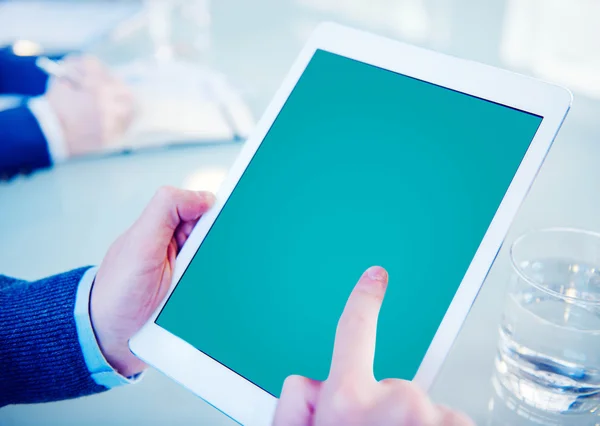 Tablet with blue screen — Stock Photo, Image