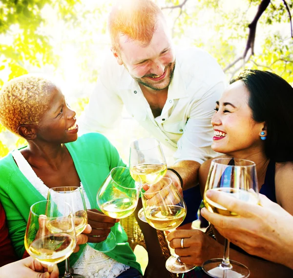 Amigos pasando el rato en la fiesta al aire libre — Foto de Stock