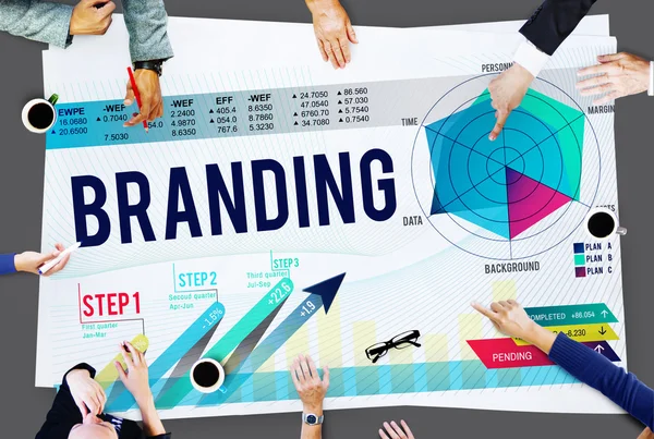 Branding έννοια εμπορική διαφήμιση — Φωτογραφία Αρχείου
