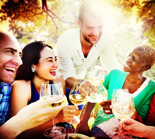 Amigos pasando el rato en la fiesta al aire libre — Foto de Stock