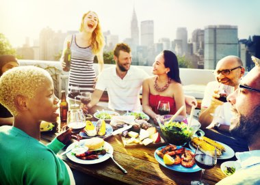 Friends Dining Outdoors clipart