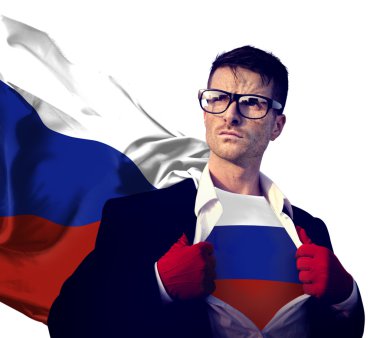 Süper kahraman işadamı kıyafeti üzerinde işareti olan