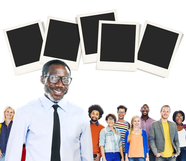 Business People with Polaroid Papers Concept