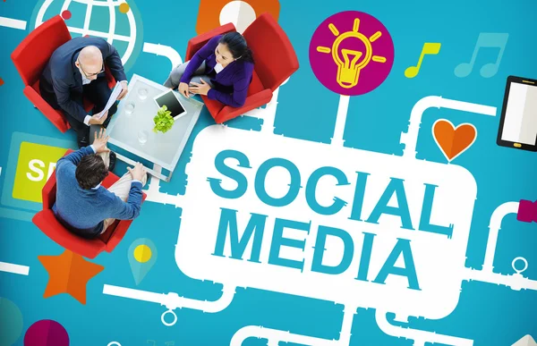 Szociális média, a technológia kapcsolat koncepció — Stock Fotó