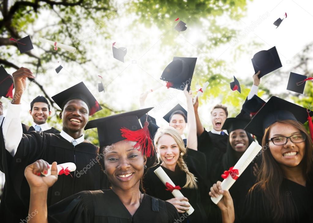 Diversity Students Celebrating Graduation Concept