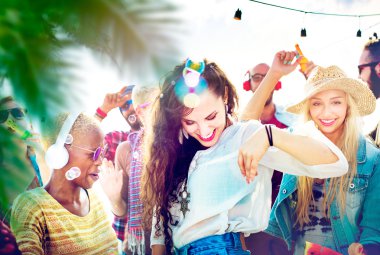 Dostluk bağı Beach mutluluk neşeli kavram dans