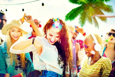 Dostluk bağı Beach mutluluk neşeli kavram dans