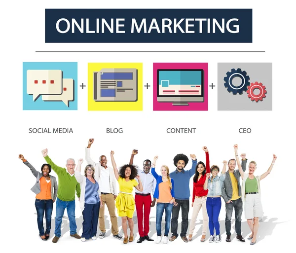 Diversità Persone e concetto di marketing online — Foto Stock